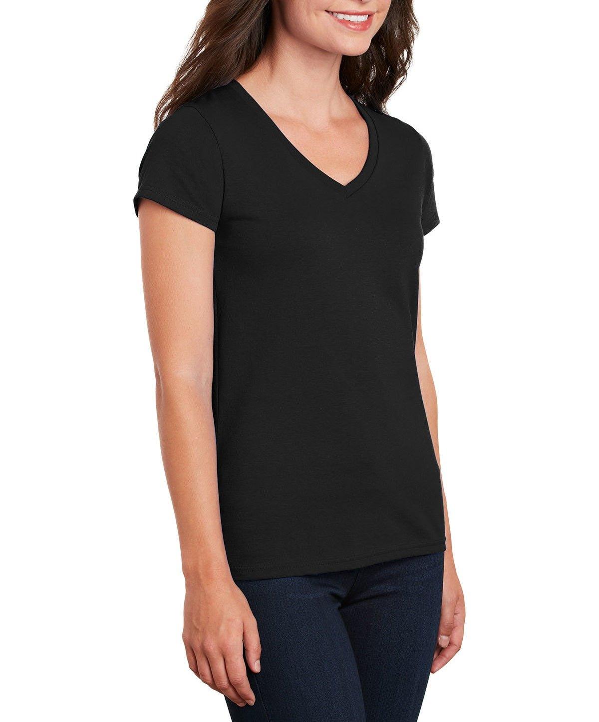 Gildan® Ladies 100% Cotton V-Neck T-Shirt - Full Quality Print