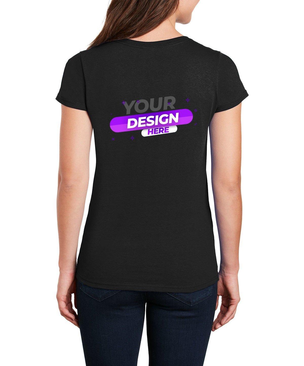Gildan® Ladies 100% Cotton V-Neck T-Shirt - Full Quality Print