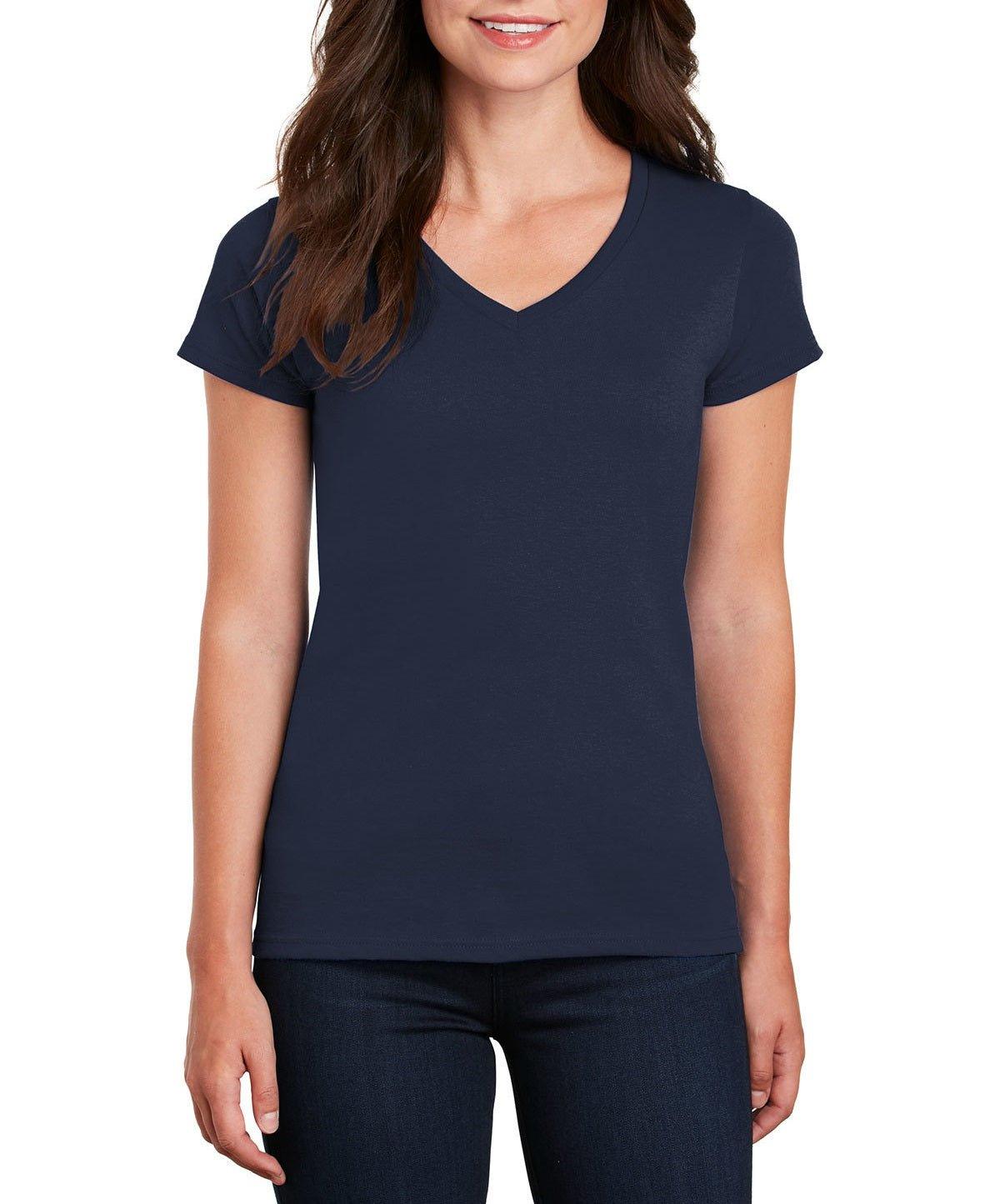 Gildan® Ladies 100% Cotton V-Neck T-Shirt - Full Quality Print
