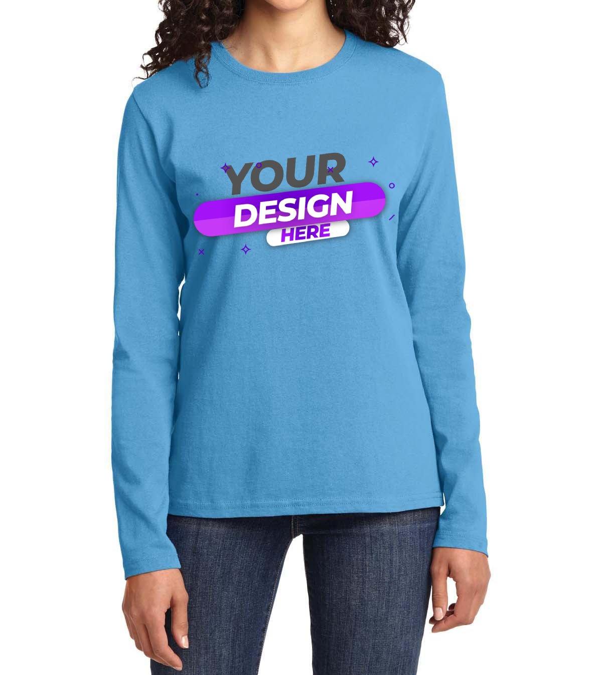 Port & Company® Ladies Long Sleeve Core Cotton Tee - Full Quality Print