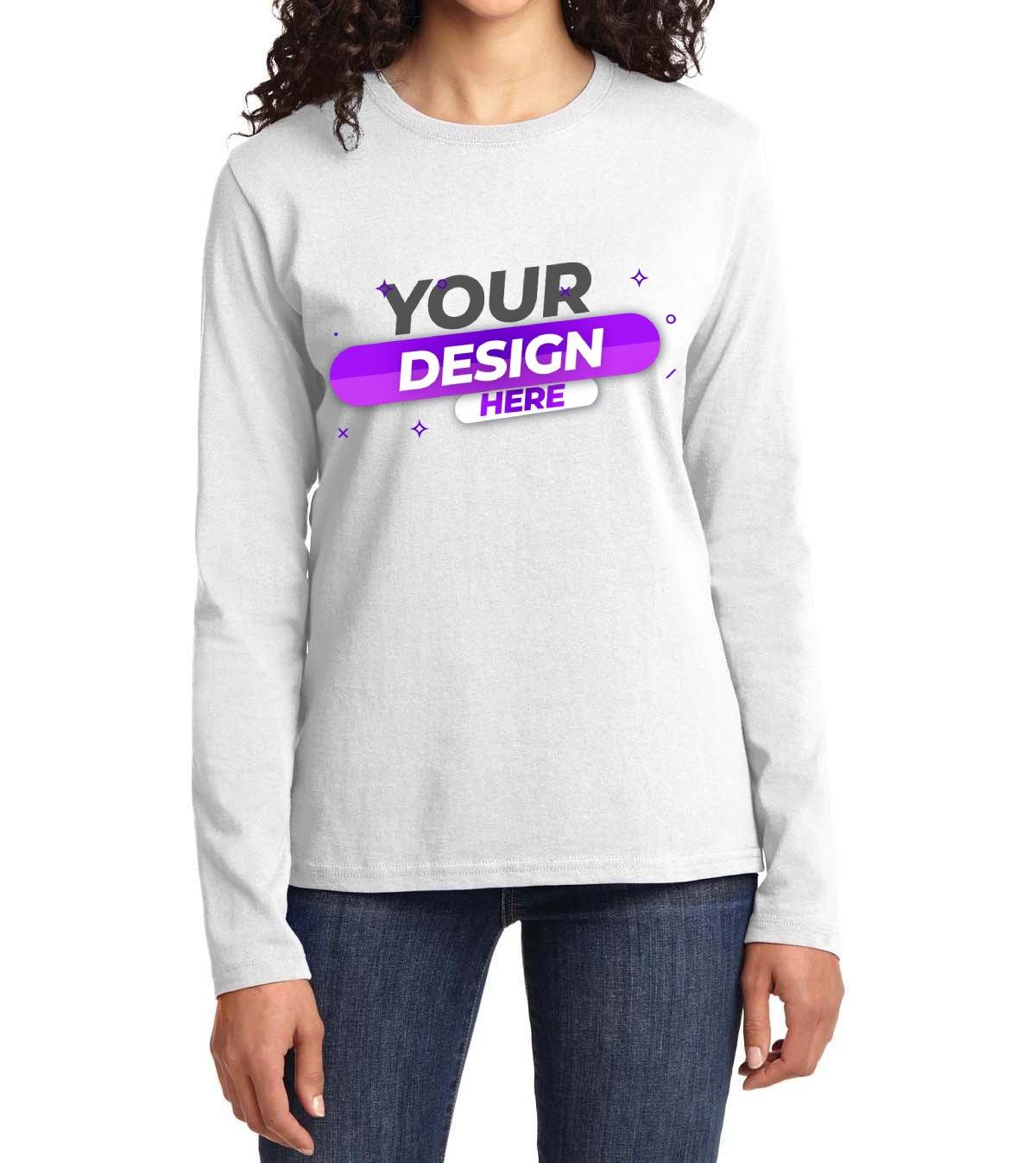 Port & Company® Ladies Long Sleeve Core Cotton Tee - Full Quality Print