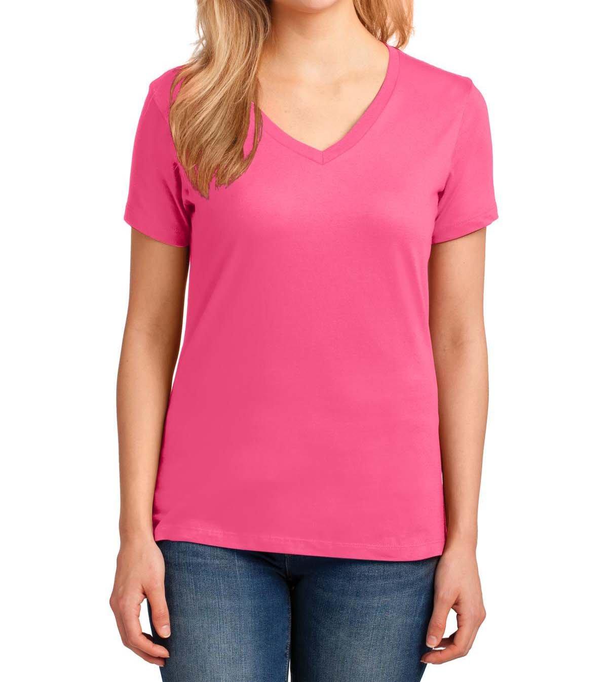 Port & Company® Ladies Core Cotton V-Neck Tee - Full Quality Print