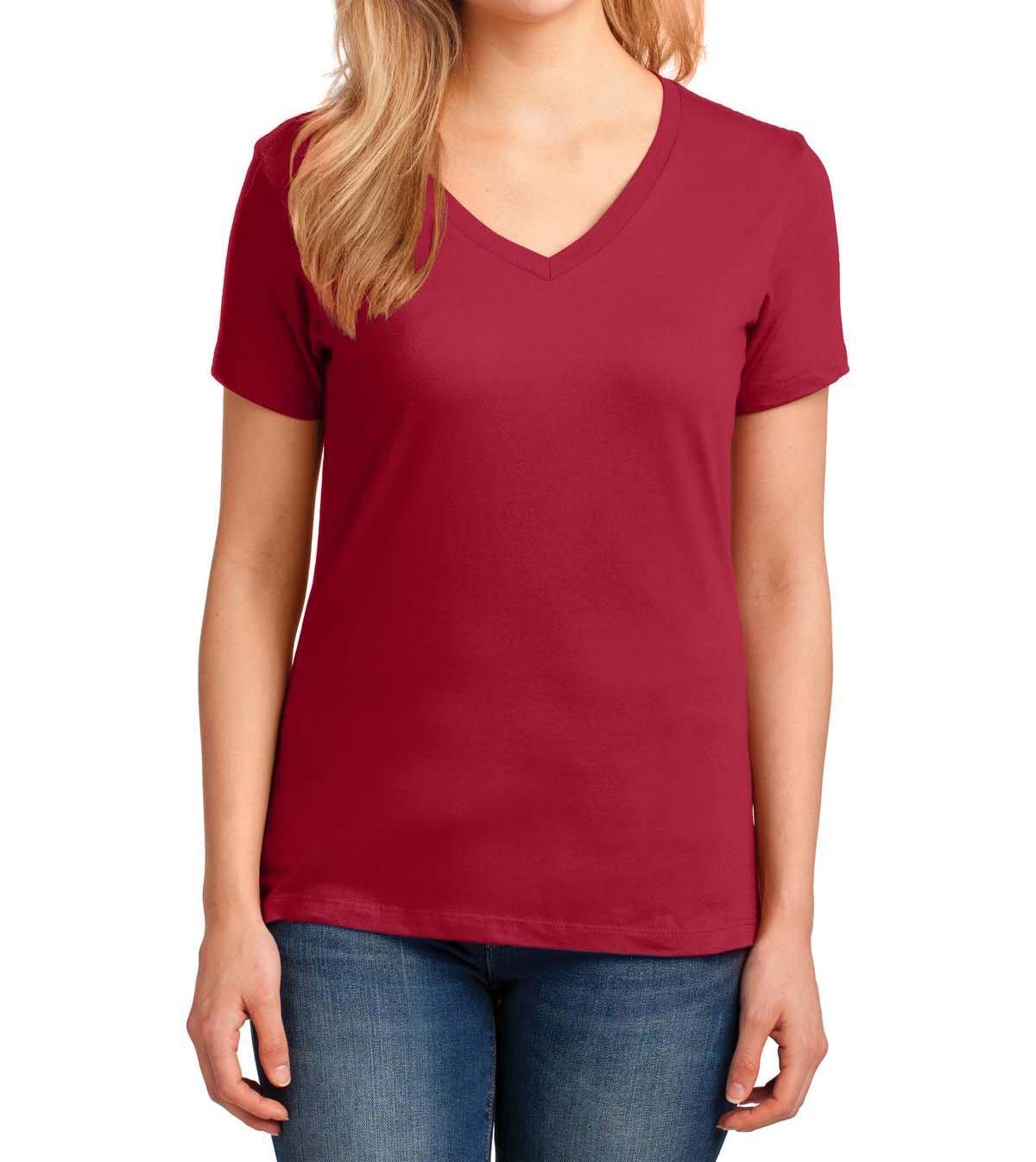 Port & Company® Ladies Core Cotton V-Neck Tee - Full Quality Print