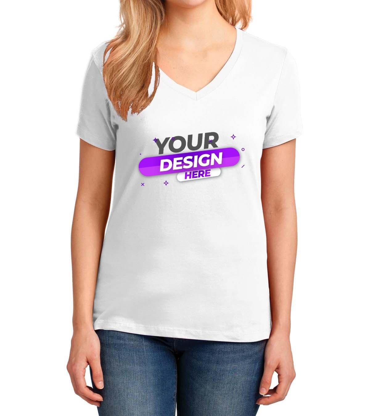 Port & Company® Ladies Core Cotton V-Neck Tee - Full Quality Print