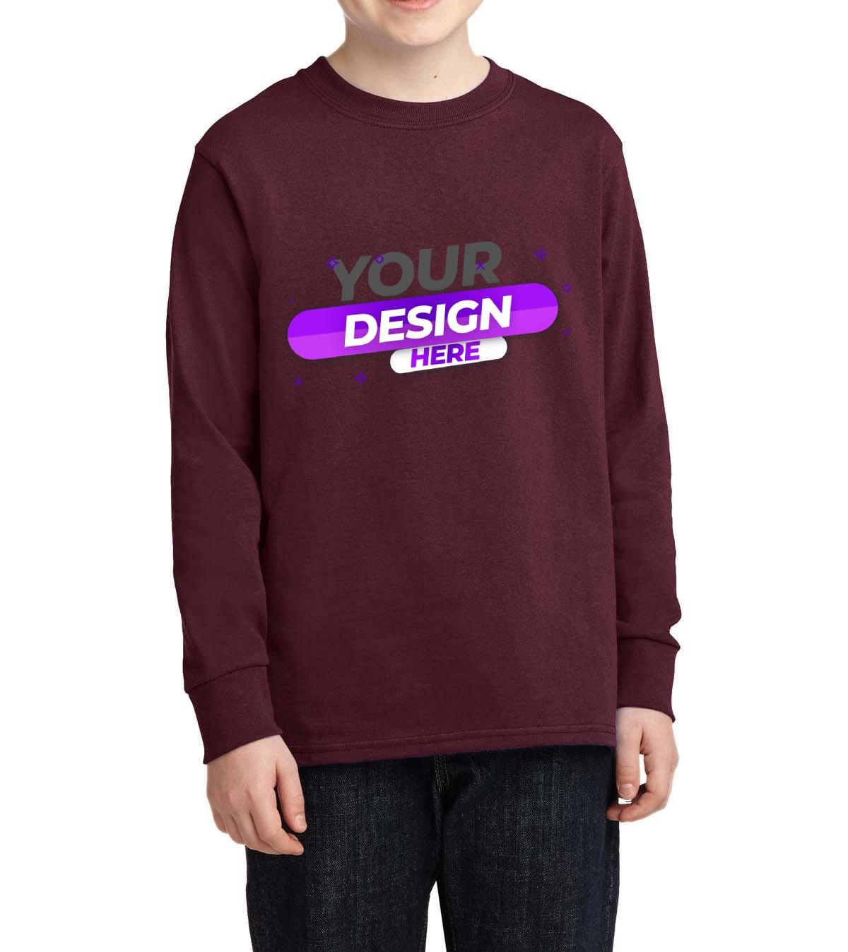 Youth Long Sleeve Core Cotton tee - Full Quality Print