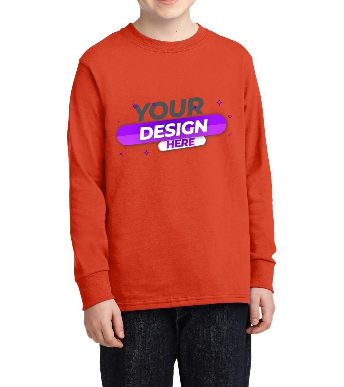 Youth Long Sleeve Core Cotton tee - Full Quality Print