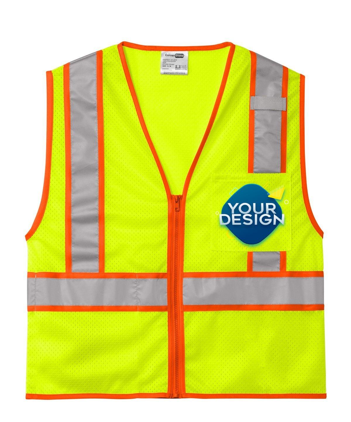 CornerStone® Mesh Zippered Two-Tone Vest - Full Quality Print