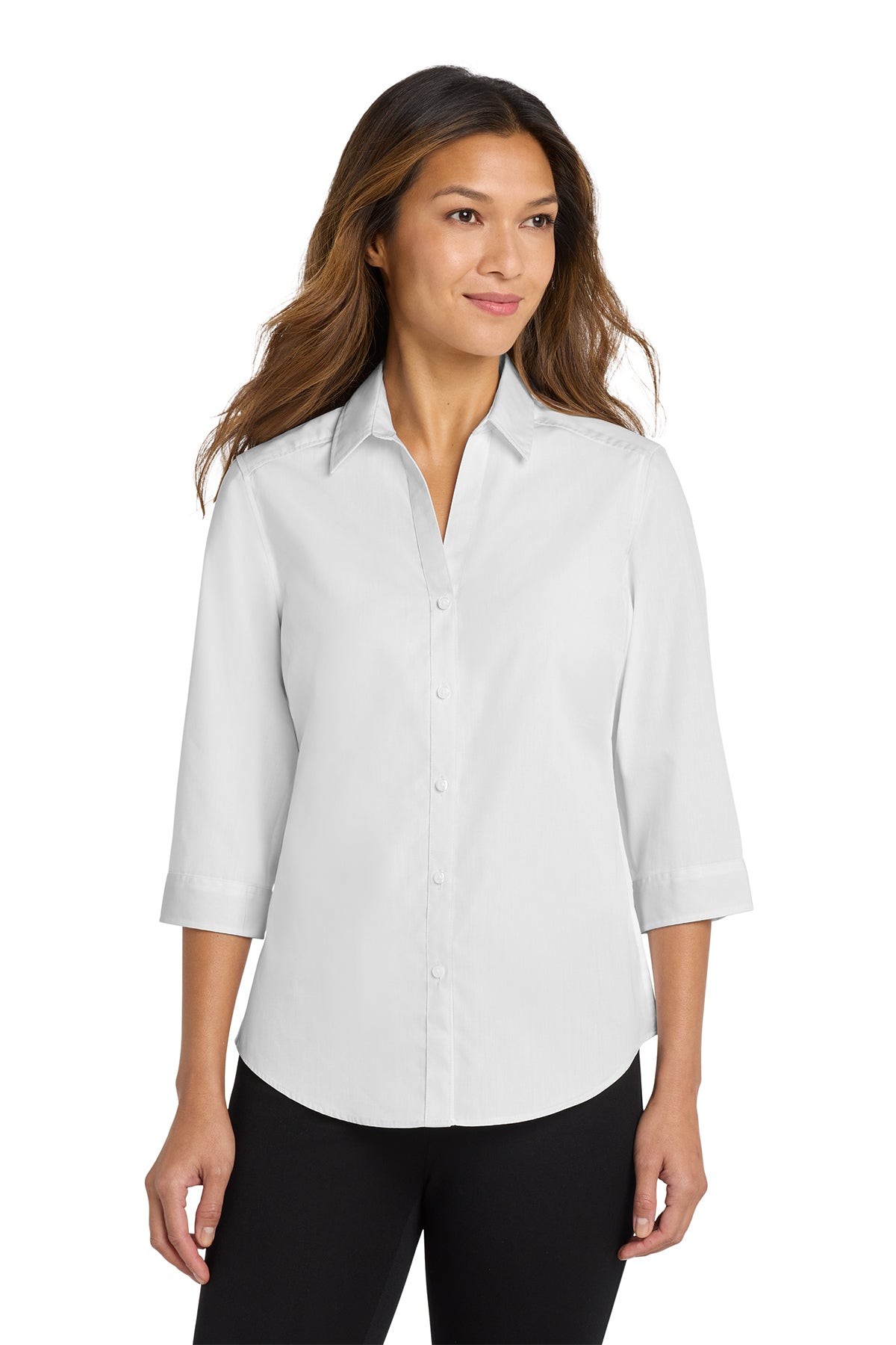 LW102 Port Authority®&nbsp;Women's 3/4-Sleeve Carefree Poplin Shirt.