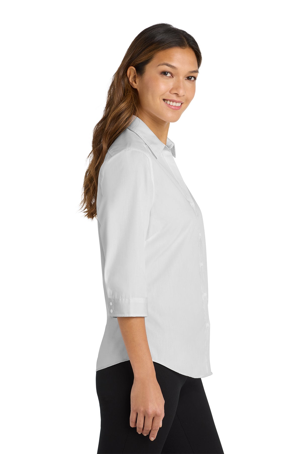 LW102 Port Authority®&nbsp;Women's 3/4-Sleeve Carefree Poplin Shirt.
