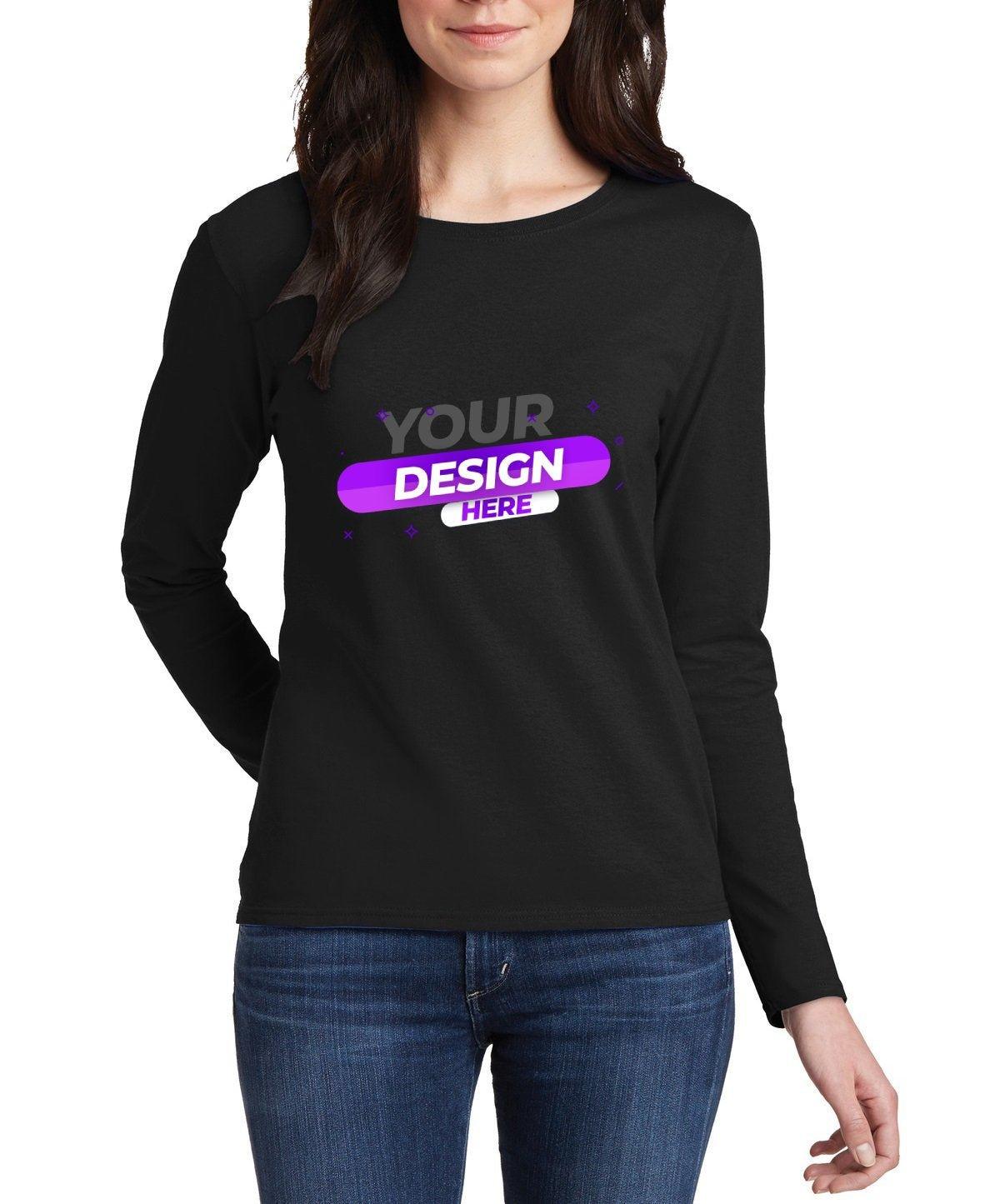 Gildan® Ladies 100% Cotton Long Sleeve T-Shirt - Full Quality Print