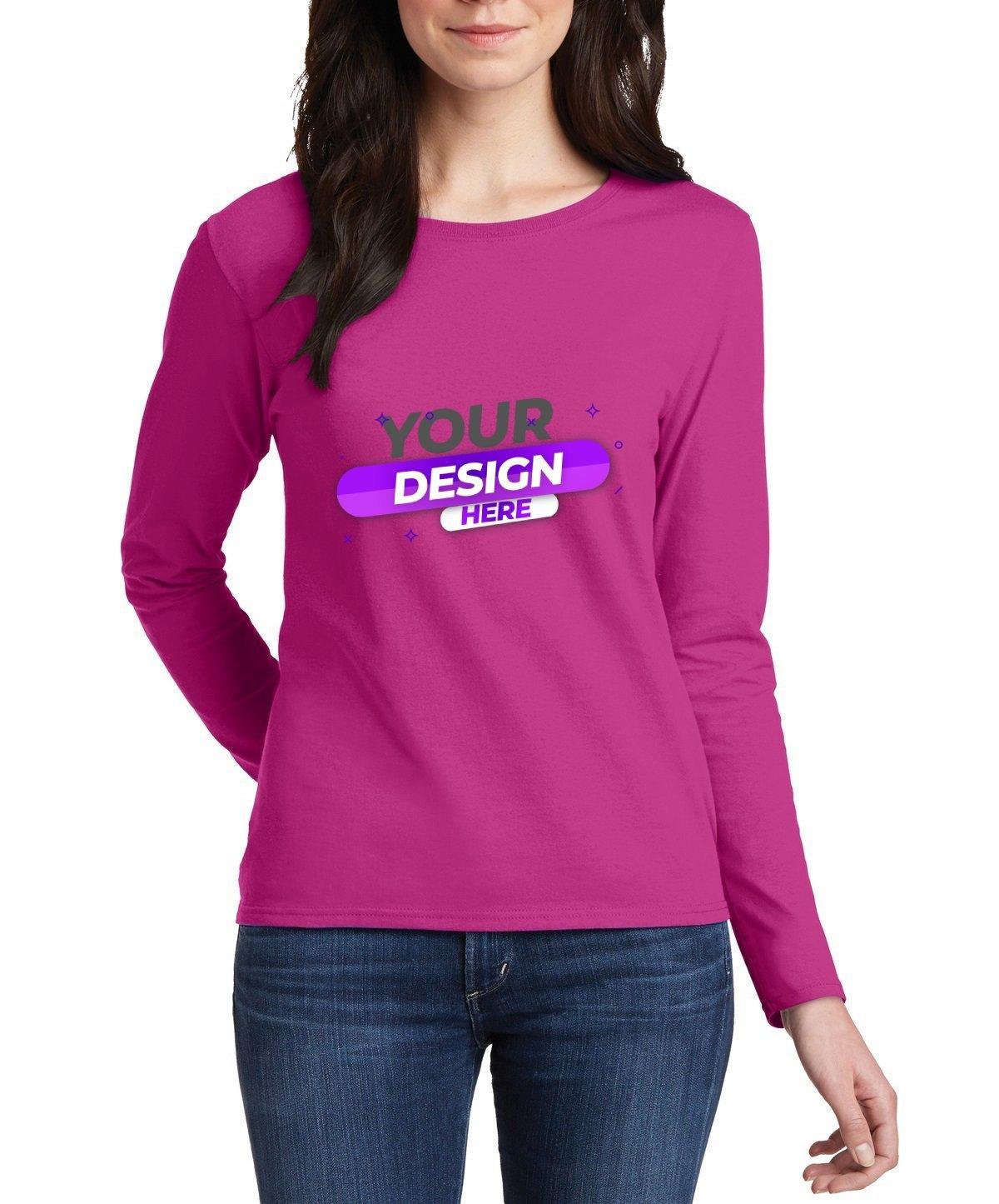 Gildan® Ladies 100% Cotton Long Sleeve T-Shirt - Full Quality Print