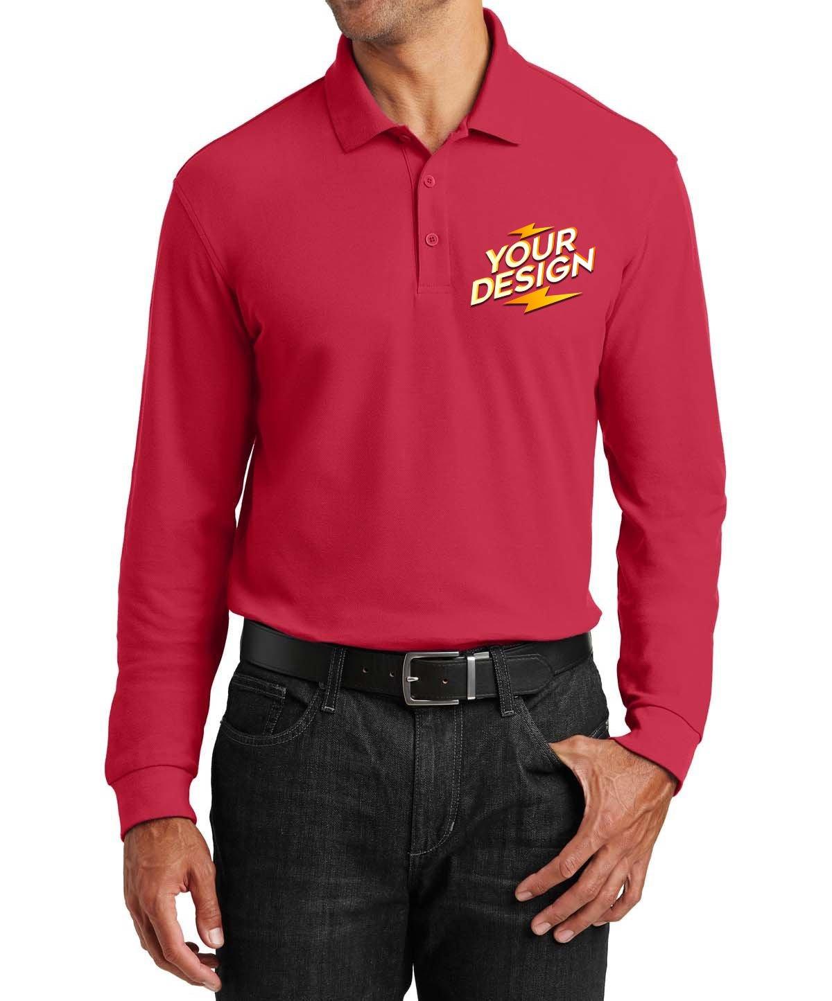 Port Authority® Long Sleeve Core Classic Polo - Full Quality Print