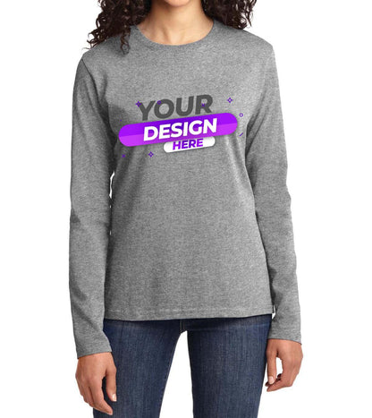 Port & Company® Ladies Long Sleeve Core Cotton Tee - Full Quality Print
