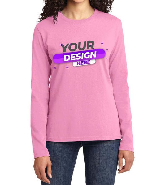 Port & Company® Ladies Long Sleeve Core Cotton Tee - Full Quality Print
