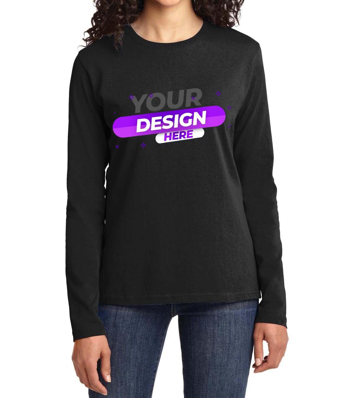 Port & Company® Ladies Long Sleeve Core Cotton Tee - Full Quality Print