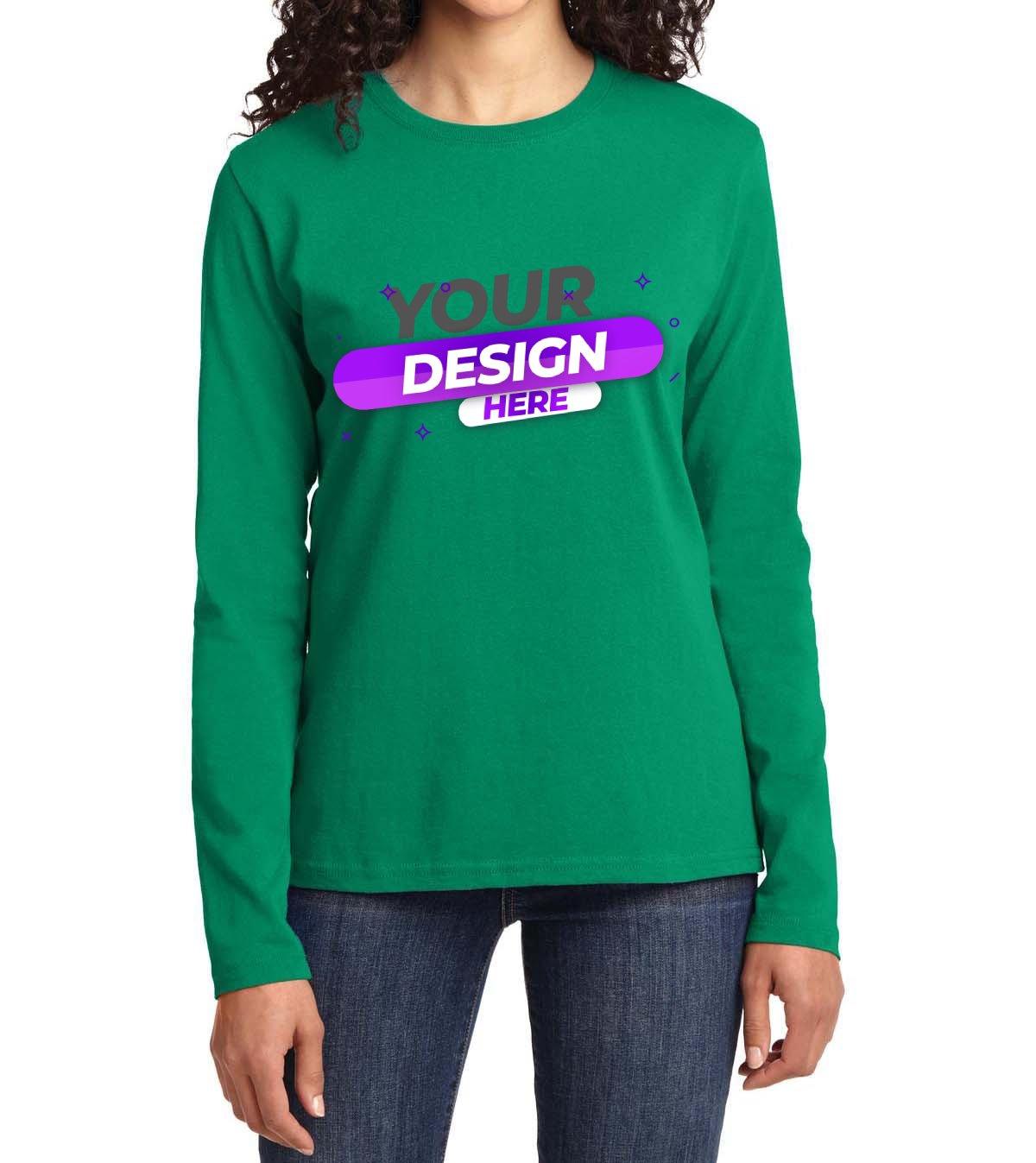 Port & Company® Ladies Long Sleeve Core Cotton Tee - Full Quality Print