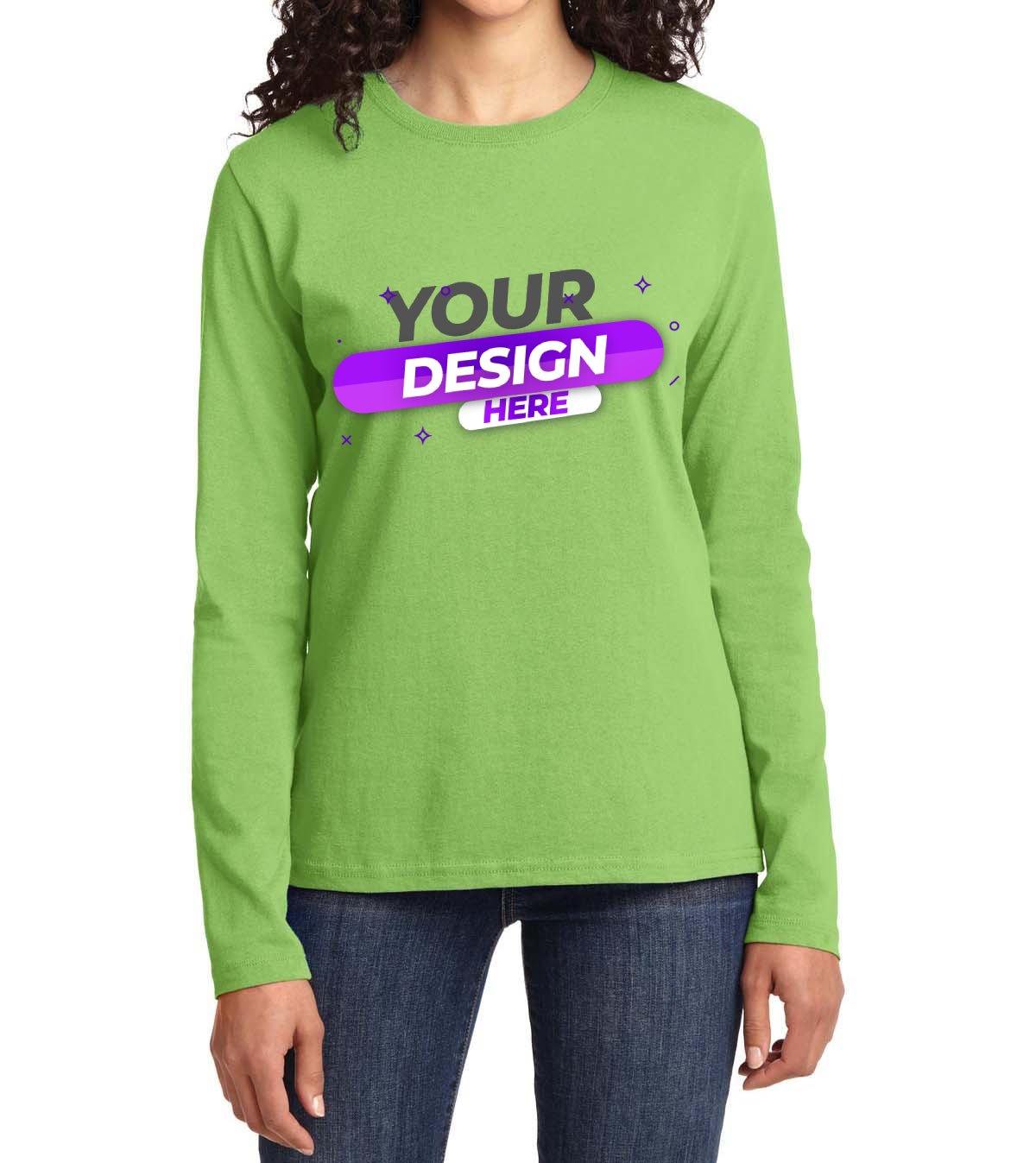 Port & Company® Ladies Long Sleeve Core Cotton Tee - Full Quality Print