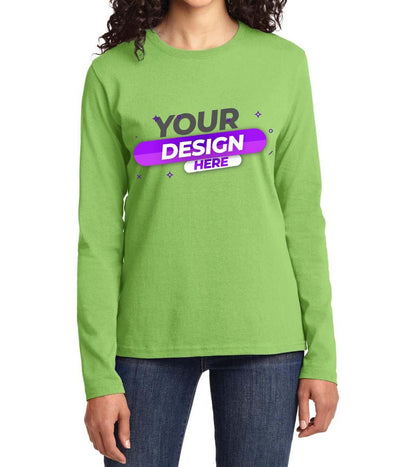 Port & Company® Ladies Long Sleeve Core Cotton Tee - Full Quality Print