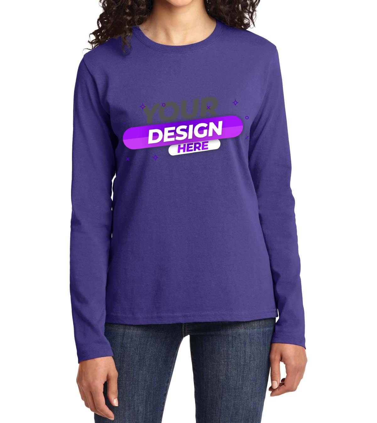 Port & Company® Ladies Long Sleeve Core Cotton Tee - Full Quality Print