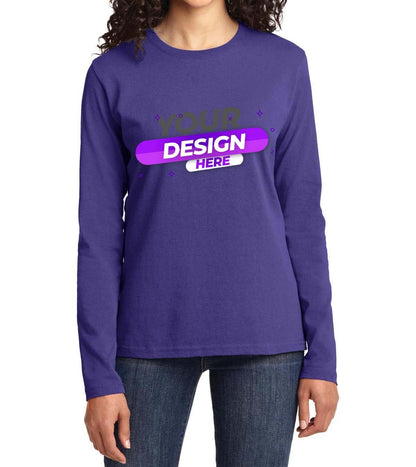 Port & Company® Ladies Long Sleeve Core Cotton Tee - Full Quality Print