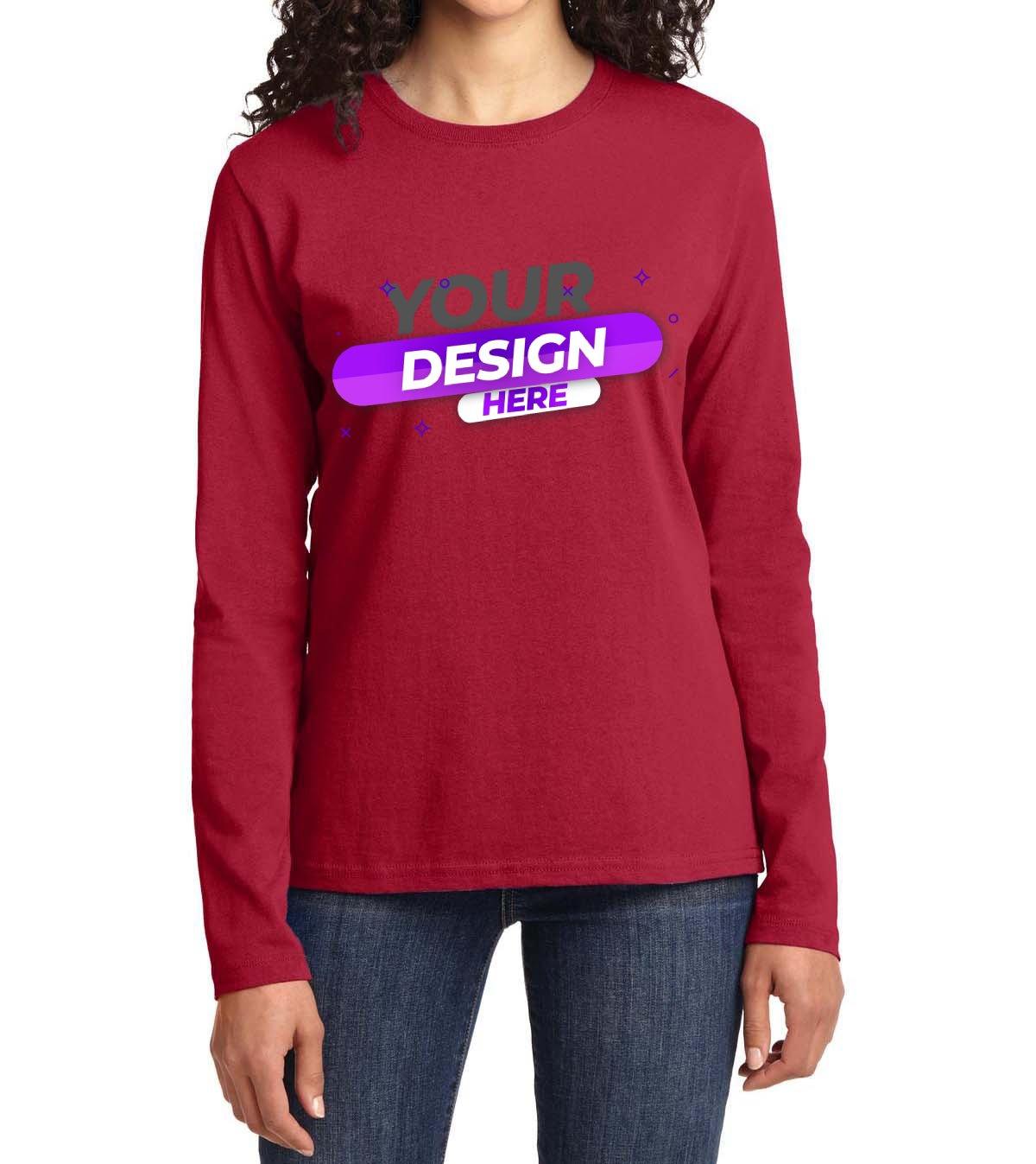 Port & Company® Ladies Long Sleeve Core Cotton Tee - Full Quality Print