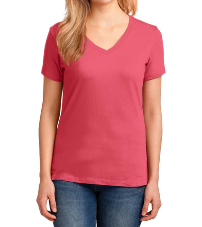 Port & Company® Ladies Core Cotton V-Neck Tee - Full Quality Print