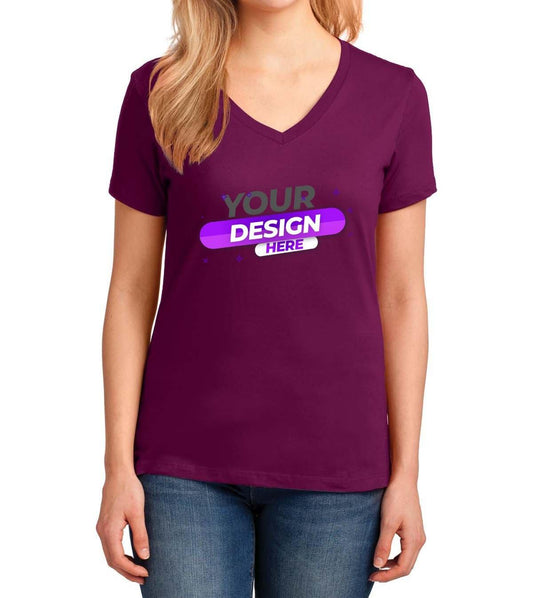 Port & Company® Ladies Core Cotton V-Neck Tee - Full Quality Print