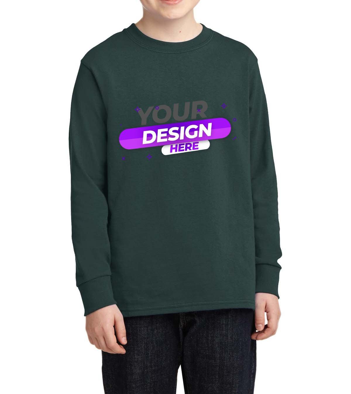 Youth Long Sleeve Core Cotton tee - Full Quality Print