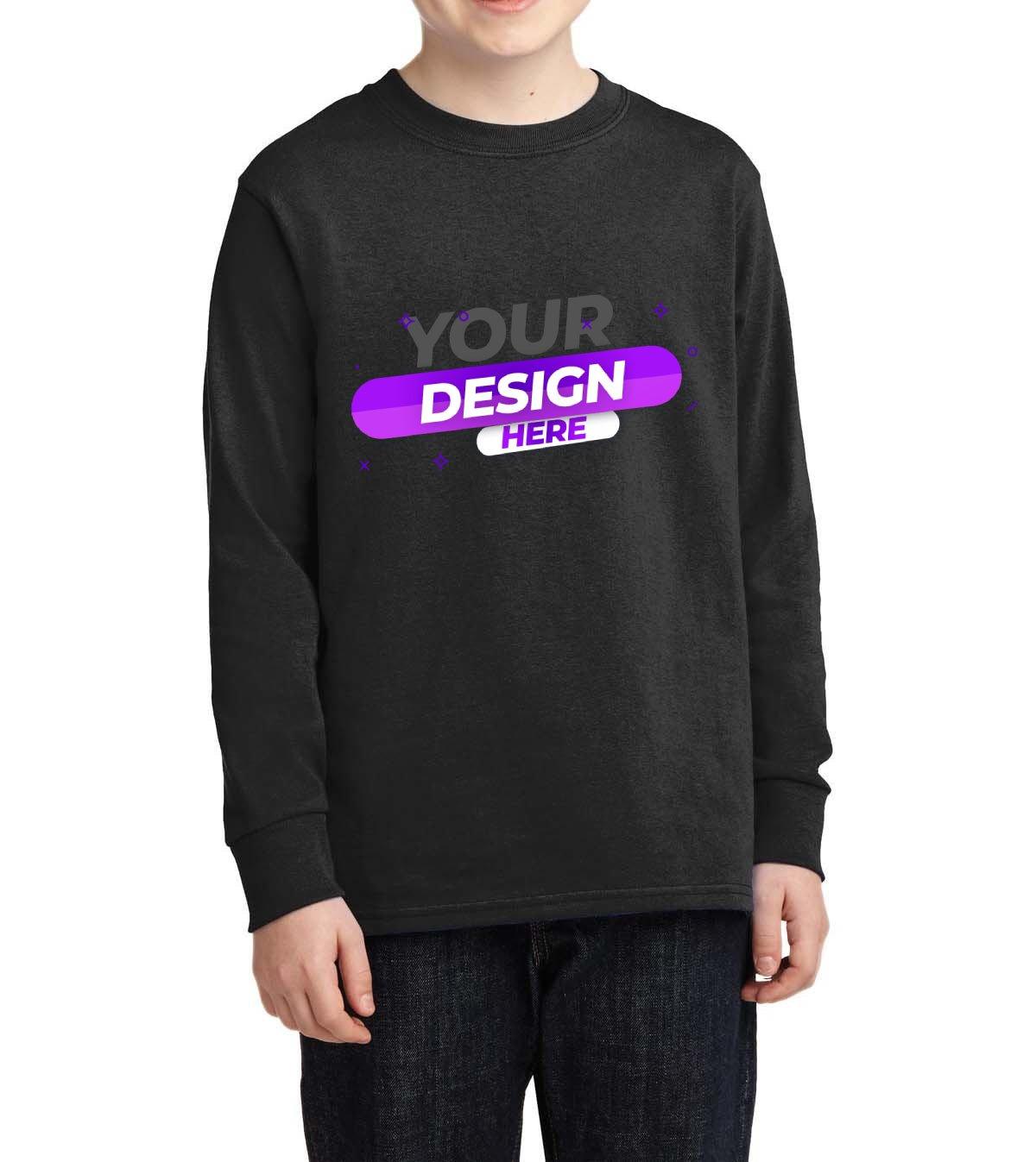 Youth Long Sleeve Core Cotton tee - Full Quality Print