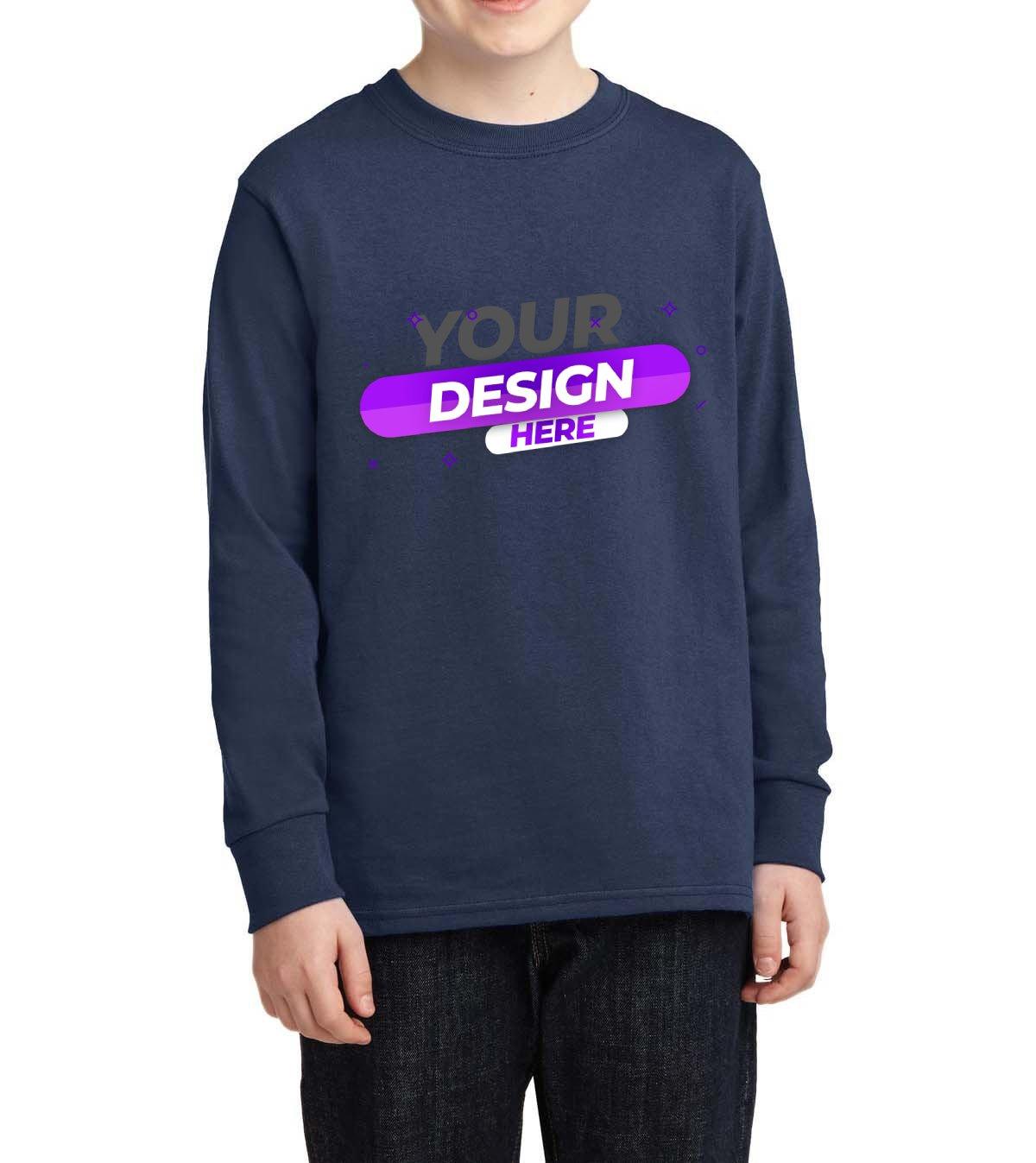 Youth Long Sleeve Core Cotton tee - Full Quality Print