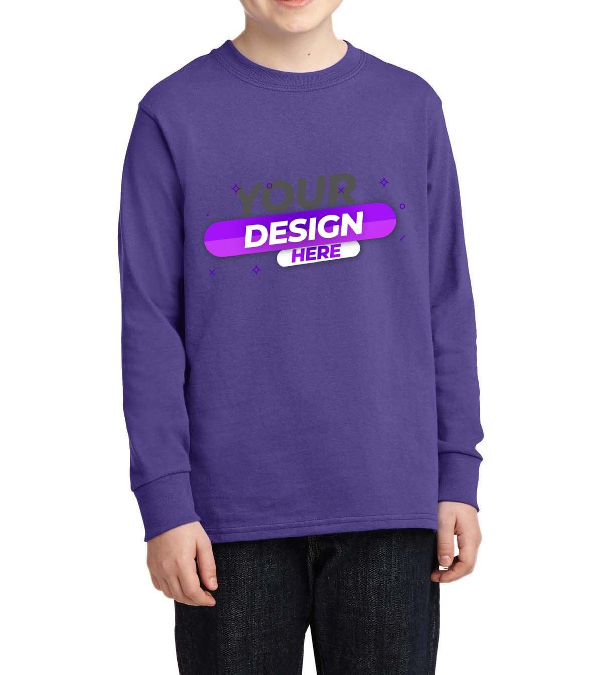 Youth Long Sleeve Core Cotton tee - Full Quality Print