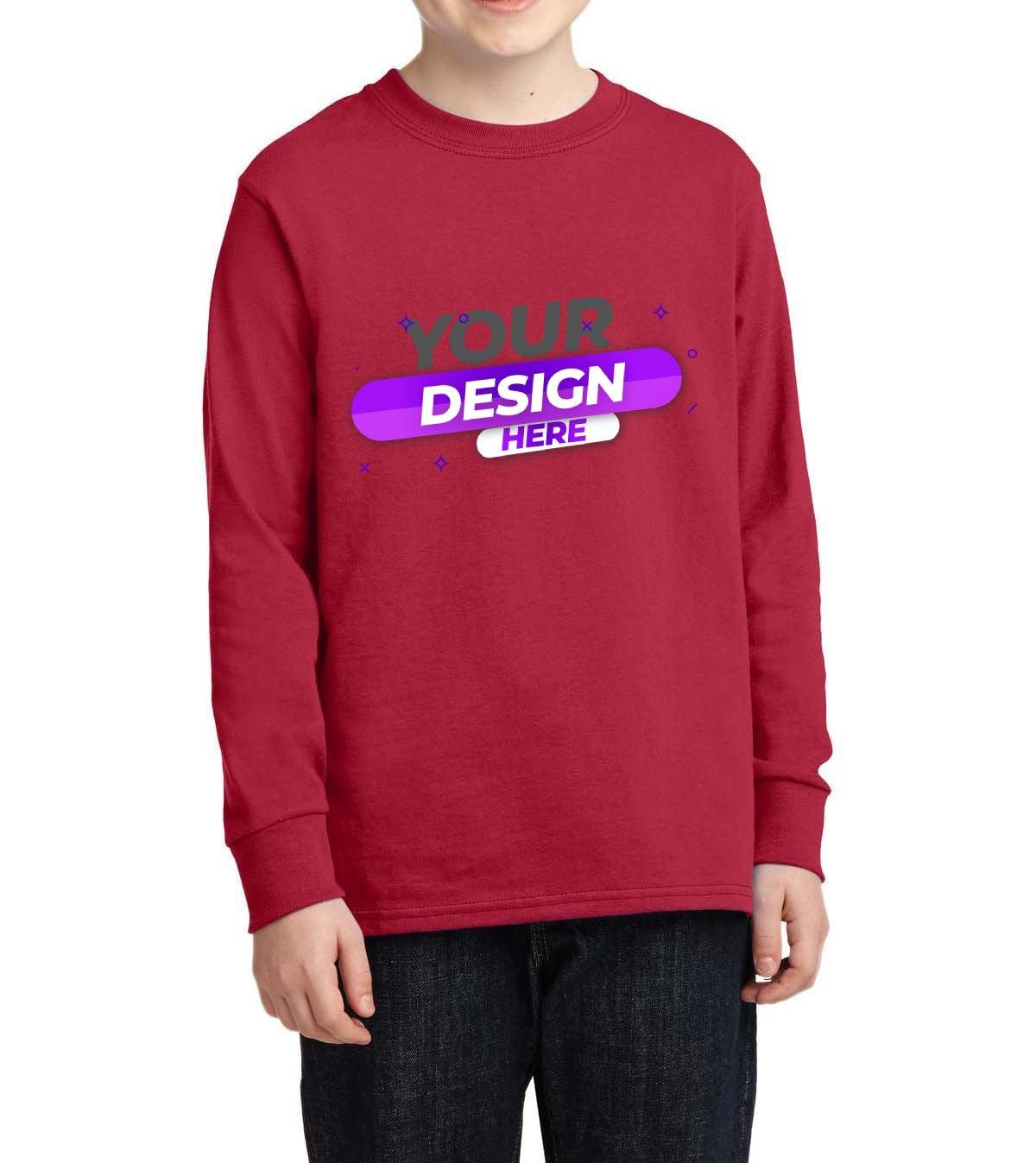 Youth Long Sleeve Core Cotton tee - Full Quality Print