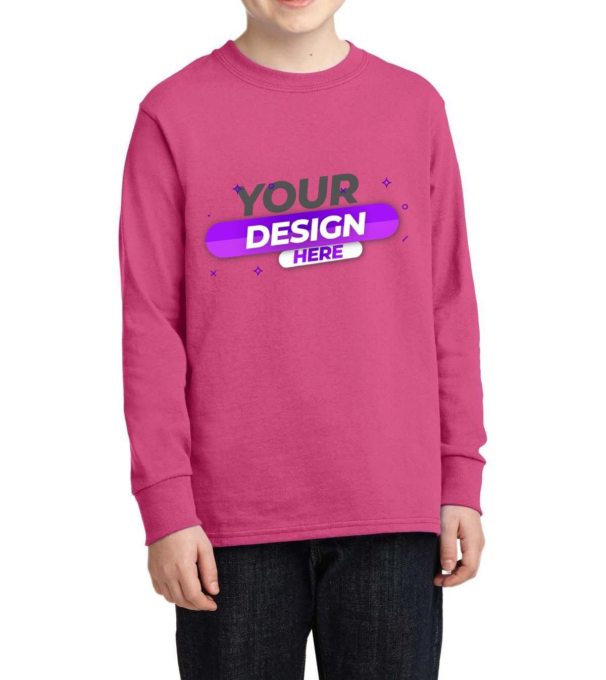 Youth Long Sleeve Core Cotton tee - Full Quality Print