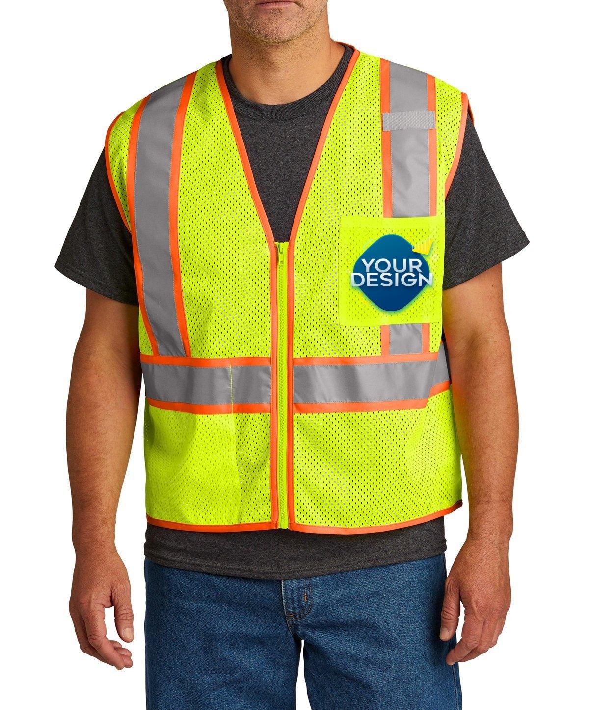 CornerStone® Mesh Zippered Two-Tone Vest - Full Quality Print