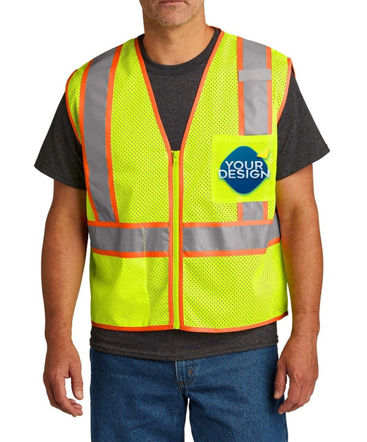 CornerStone® Mesh Zippered Two-Tone Vest - Full Quality Print